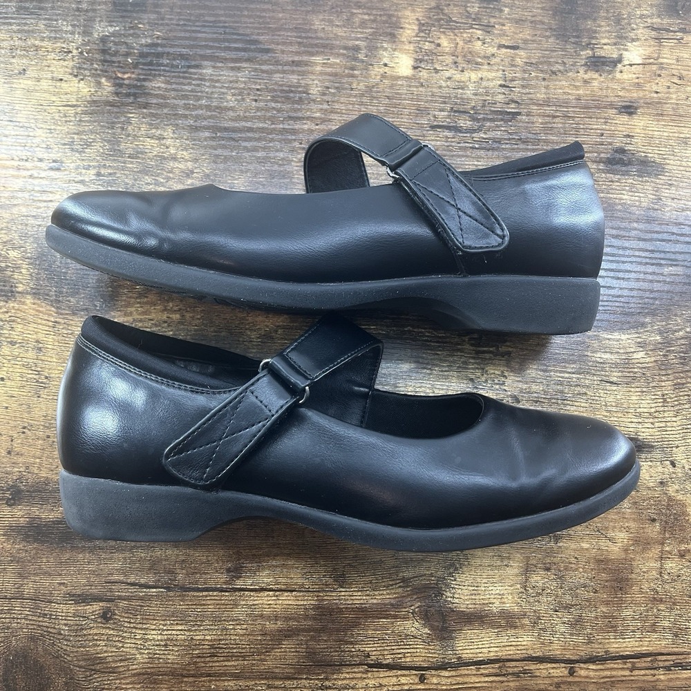 Women's Black Leather Mary Janes 90s Y2K Whimsigoth Style Size 8 EU 39 - Picture 4 of 8